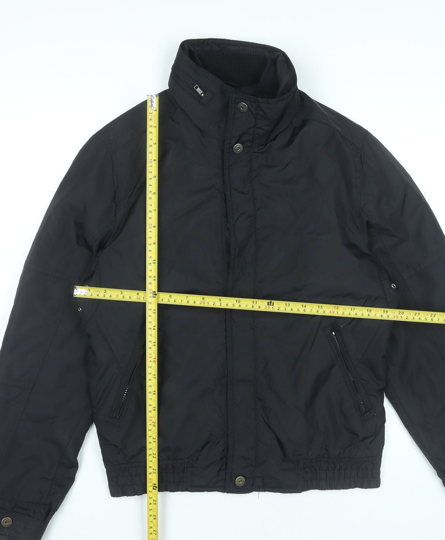 Zara Man Black Bomber Jacket Men's M Regular Fit Polyester