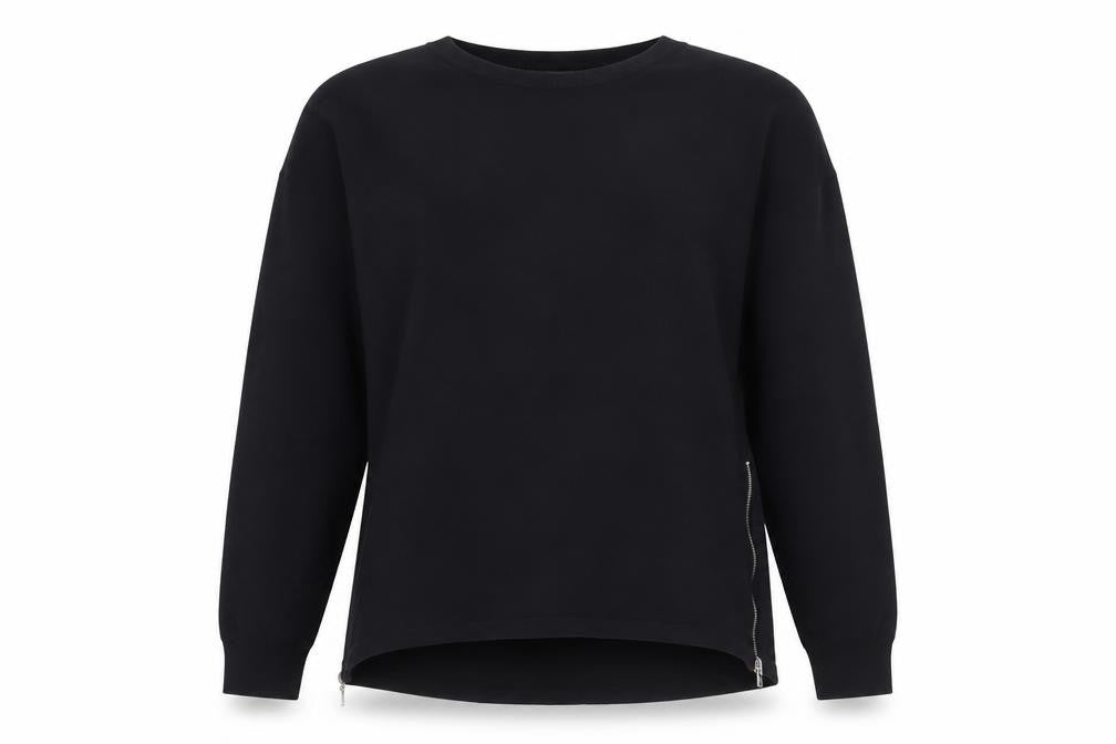 Marks and Spencer Womens Black Size 12 Pullover Jumper with Zip Detail