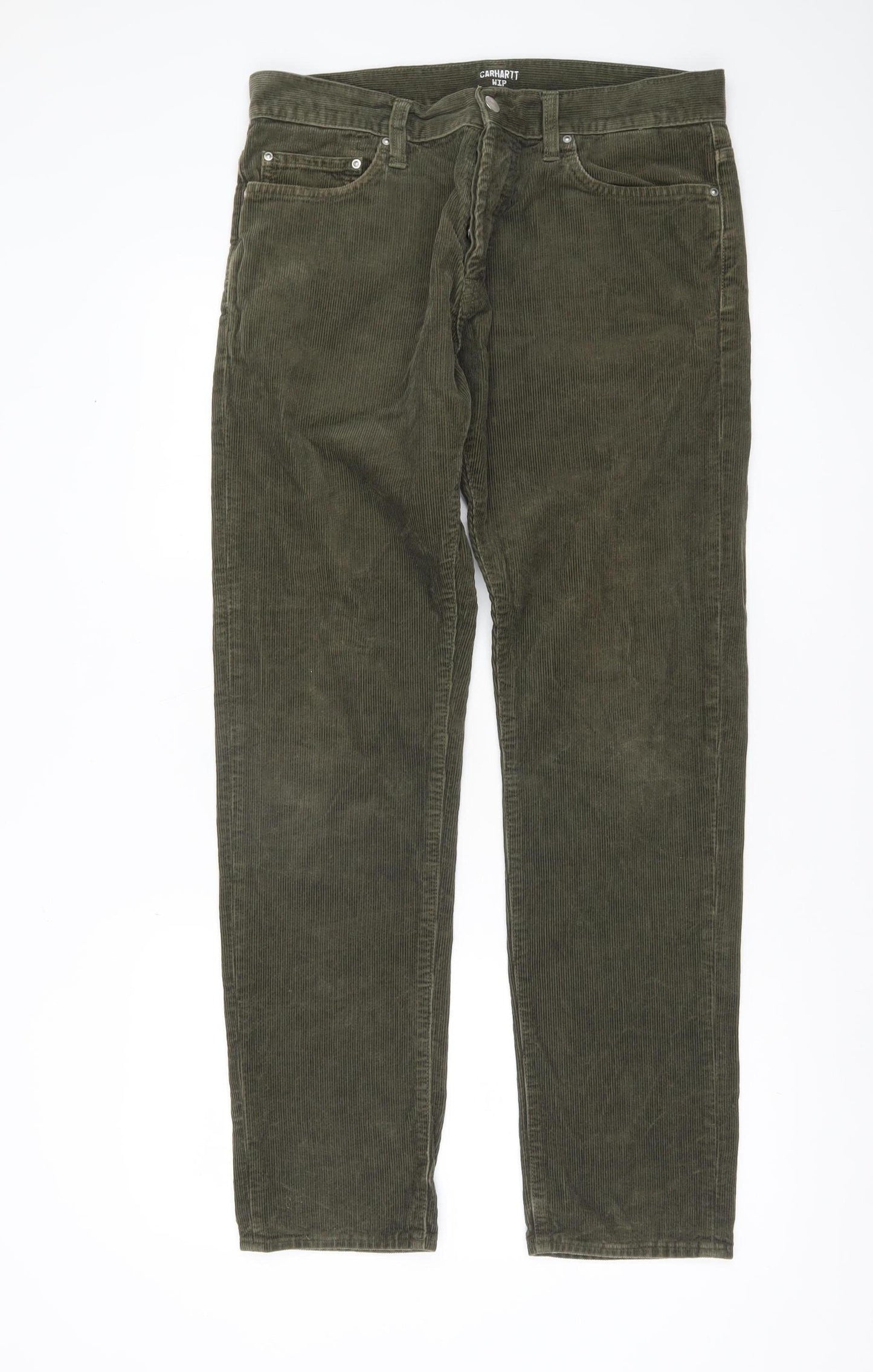 Carhartt WIP Mens Green Corduroy Klondike Trousers 32x32 Regular Fit