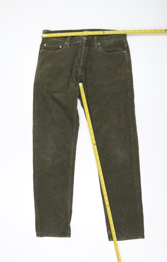 Carhartt WIP Mens Green Corduroy Klondike Trousers 32x32 Regular Fit