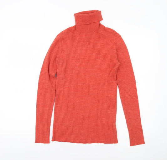 FatFace Women’s Red Roll Neck Knit Jumper Size 14 Long Sleeve