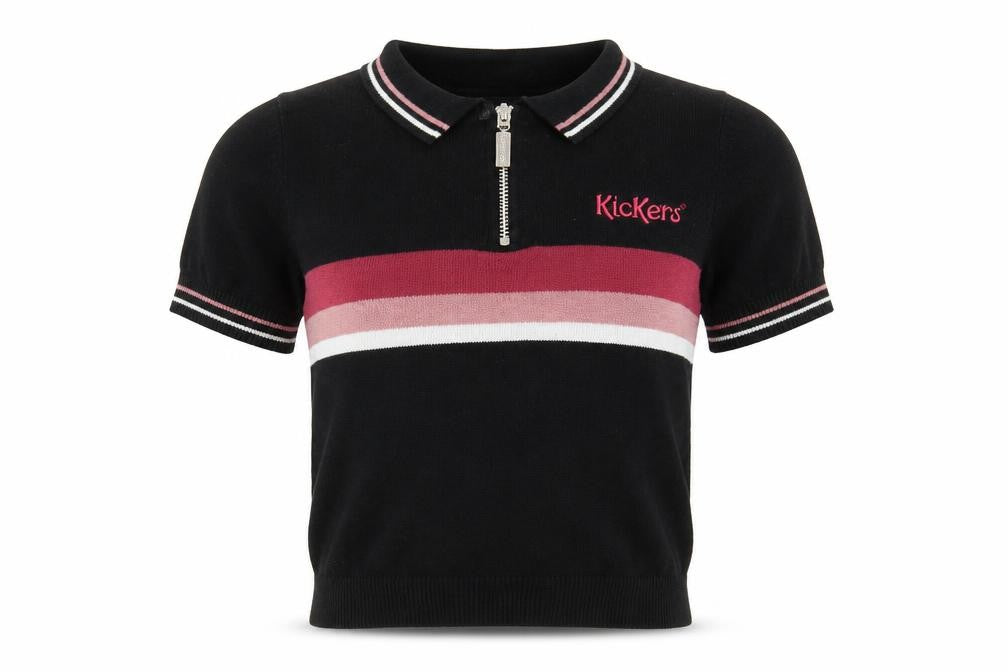 Womens UK Size XS Kickers Black Cotton Blend Polo