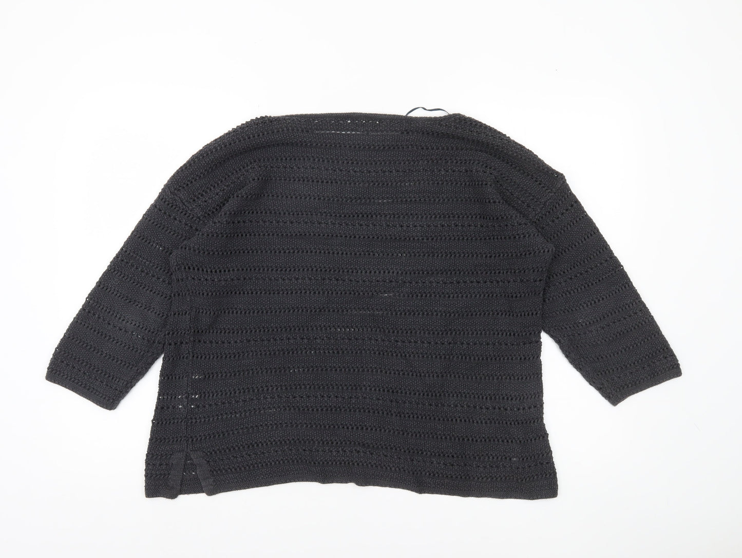 Fat Face Women’s Black Crochet Cotton Jumper Size 12