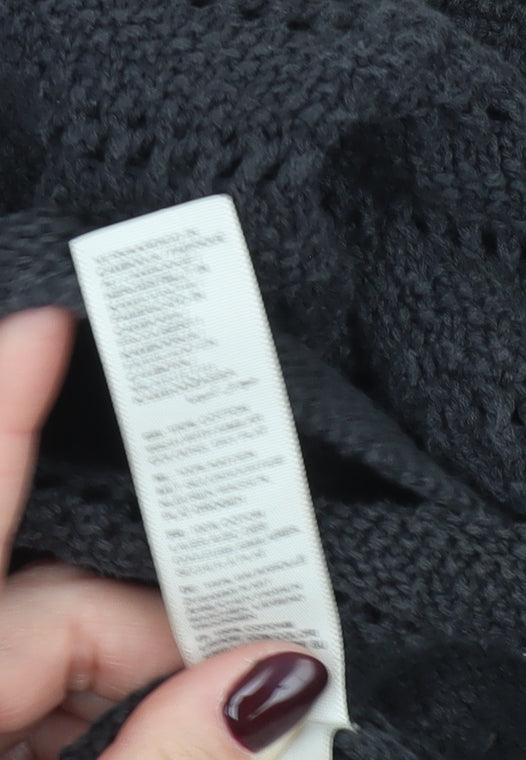 Fat Face Women’s Black Crochet Cotton Jumper Size 12