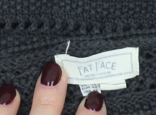 Fat Face Women’s Black Crochet Cotton Jumper Size 12