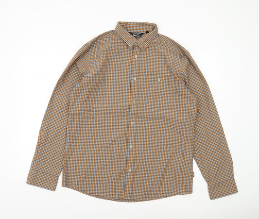 Rohan Men’s Brown Check Long Sleeve Button-Up Shirt M Regular Fit
