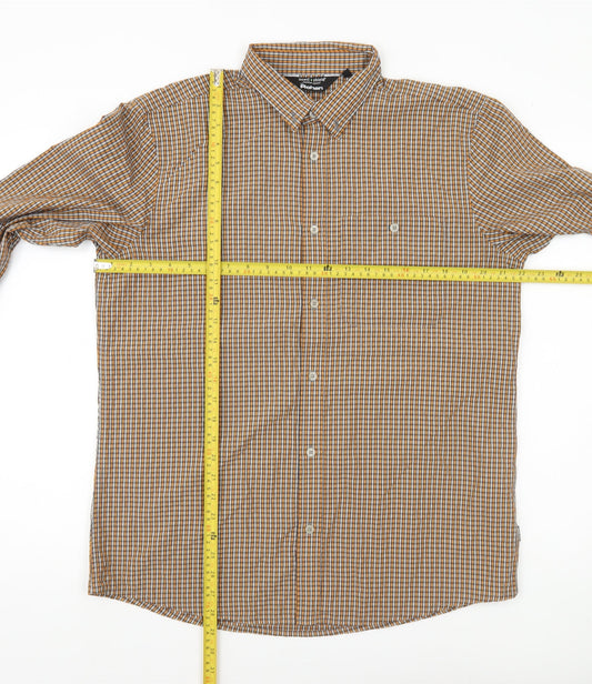 Rohan Men’s Brown Check Long Sleeve Button-Up Shirt M Regular Fit