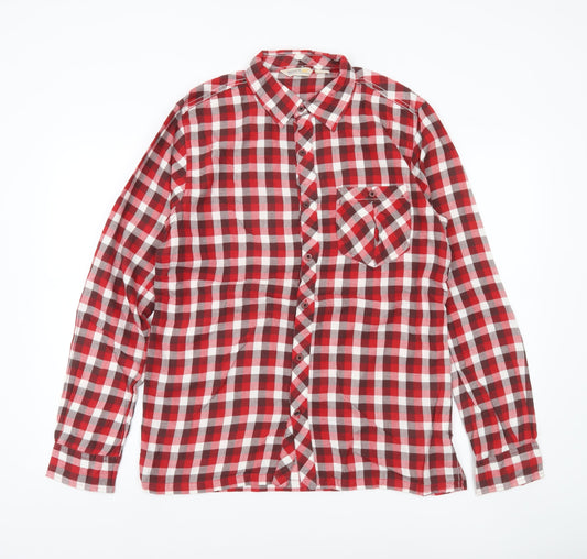 Regatta Men's Red Check Long Sleeve Button-Up Shirt Size M Cotton