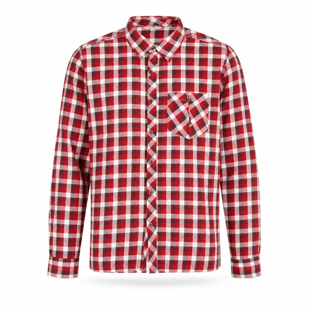 Regatta Men's Red Check Long Sleeve Button-Up Shirt Size M Cotton