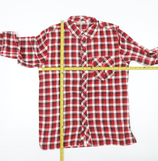 Regatta Men's Red Check Long Sleeve Button-Up Shirt Size M Cotton