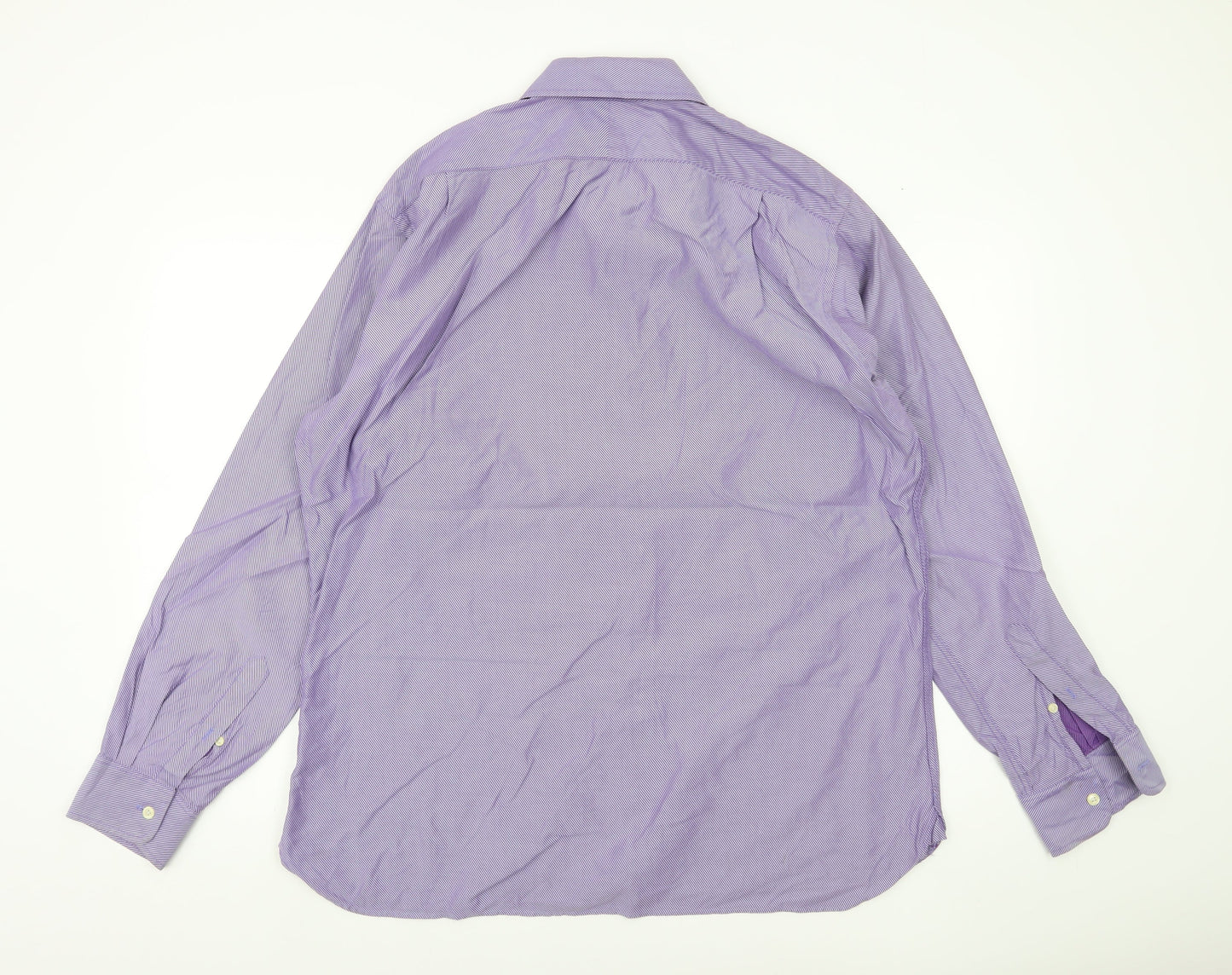 Burberry Men’s Purple Striped Cotton Dress Shirt 16.5 42cm