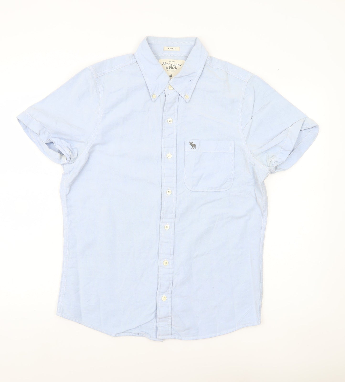 Abercrombie & Fitch Men’s Blue M Button-Down Short Sleeve Shirt