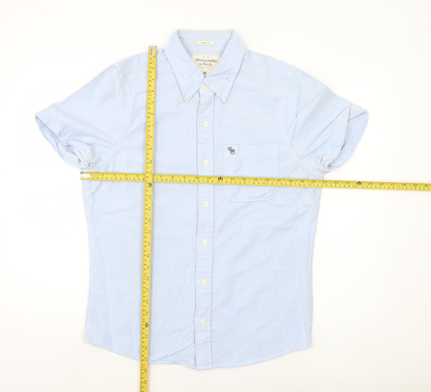 Abercrombie & Fitch Men’s Blue M Button-Down Short Sleeve Shirt