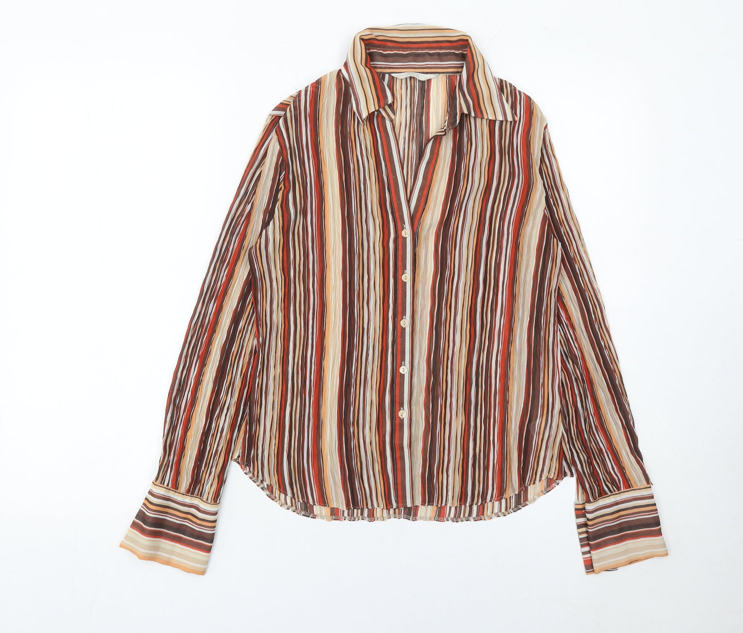 Marks and Spencer Women’s Multicoloured Striped Button-Up Shirt UK 12