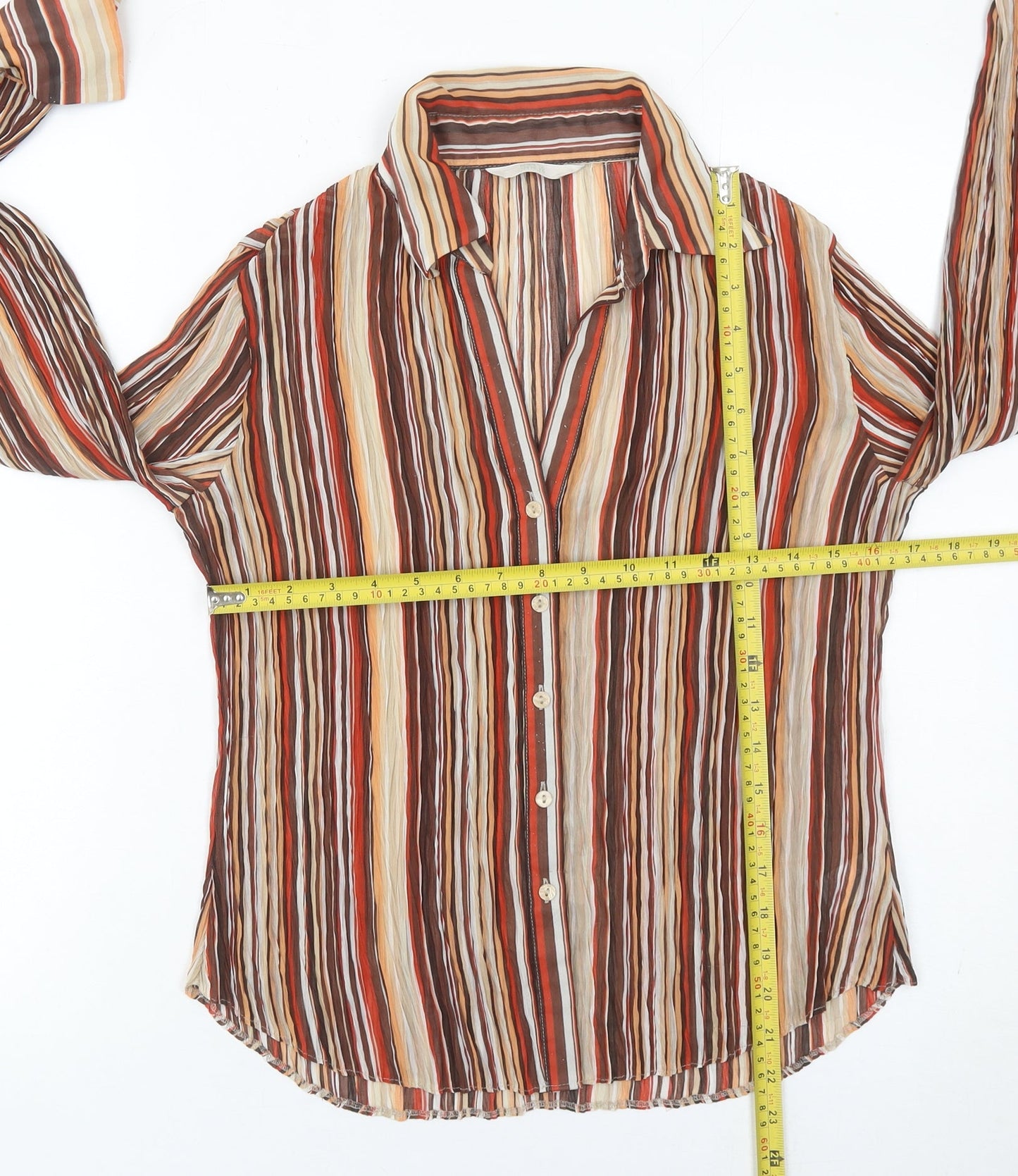 Marks and Spencer Women’s Multicoloured Striped Button-Up Shirt UK 12