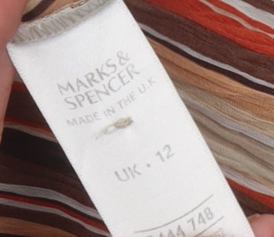 Marks and Spencer Women’s Multicoloured Striped Button-Up Shirt UK 12