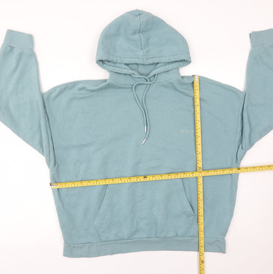 Boohoo Women Green Pullover Hoodie M Regular Fit Cotton Blend