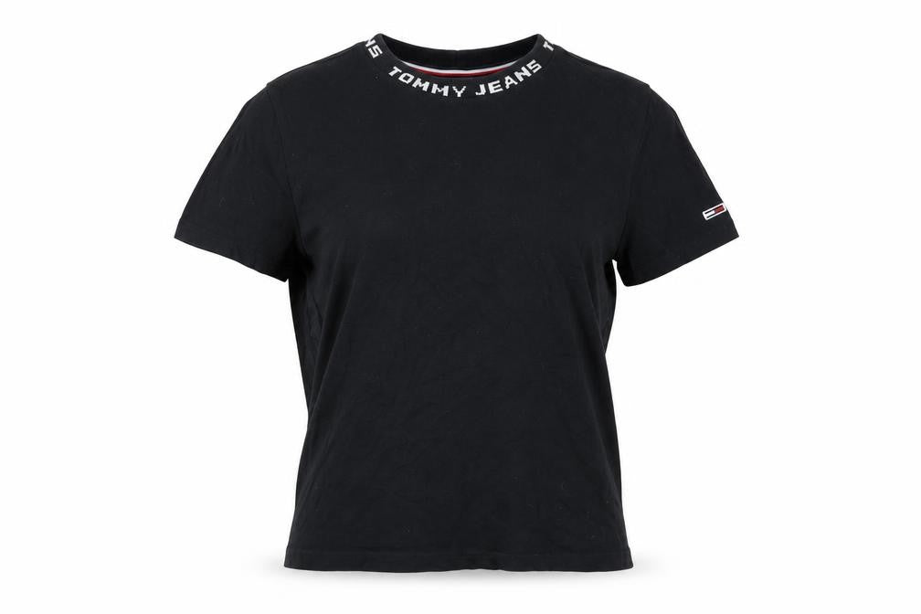 Womens UK Size S Tommy Jeans Black 100% Cotton T-Shirt