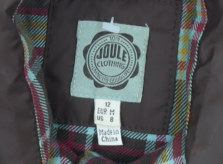 Joules Women’s Brown Puffer Waistcoat Size 12 Quilted Down Gilet