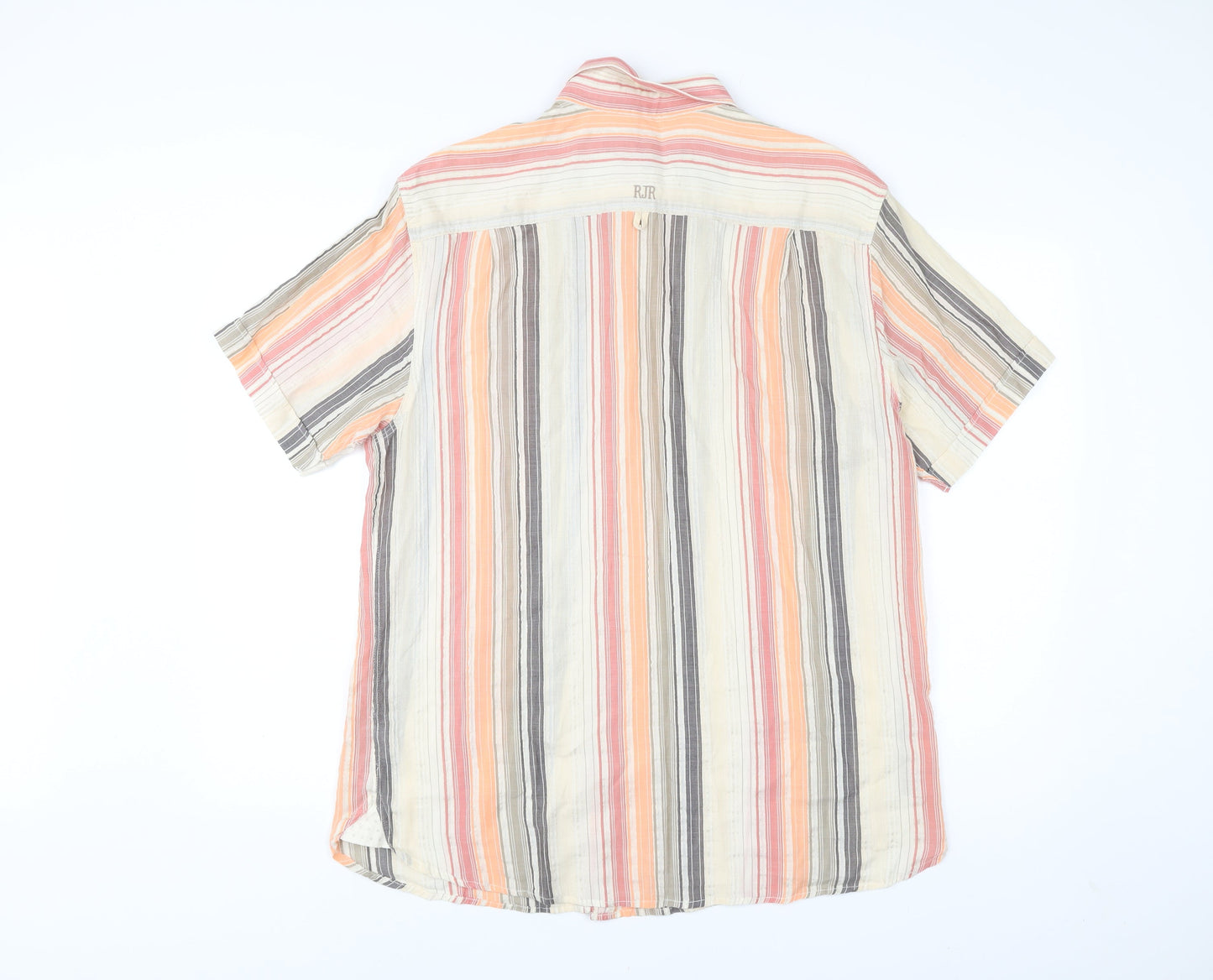 Rocha John Rocha Men's Multicoloured Striped Linen Cotton Shirt L