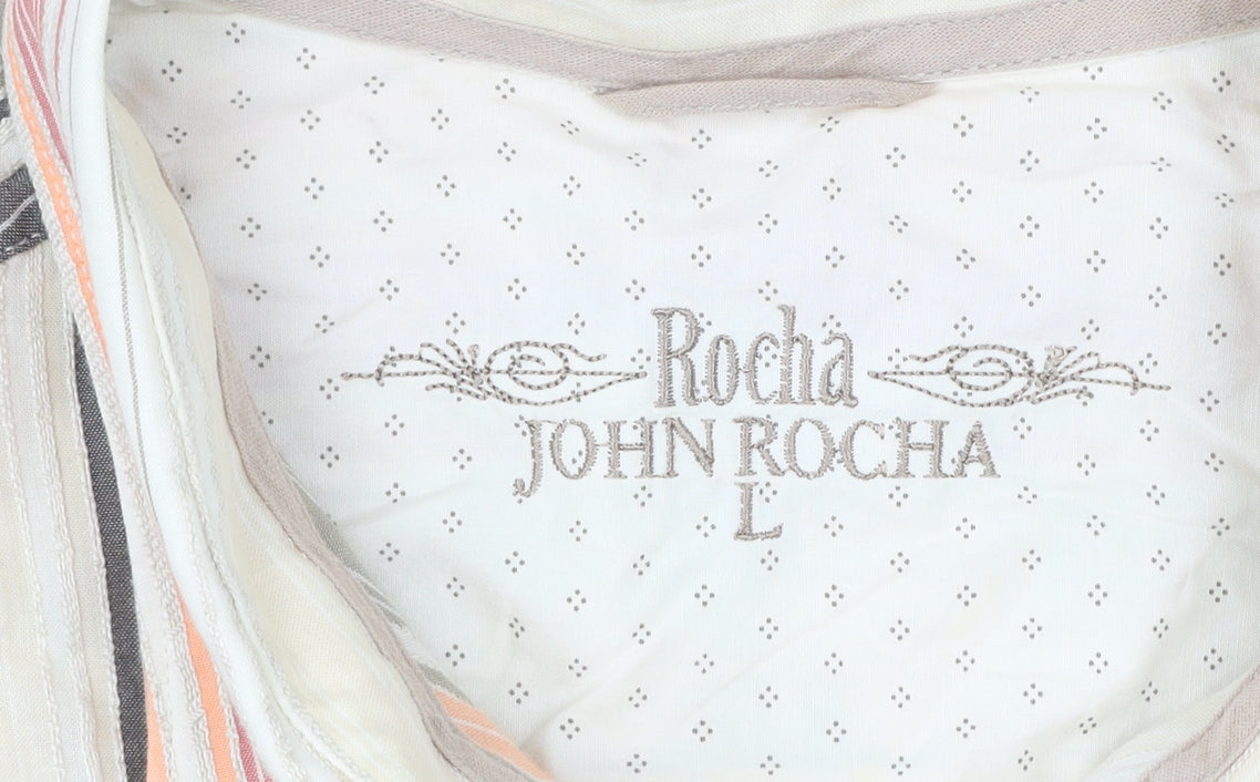 Rocha John Rocha Men's Multicoloured Striped Linen Cotton Shirt L