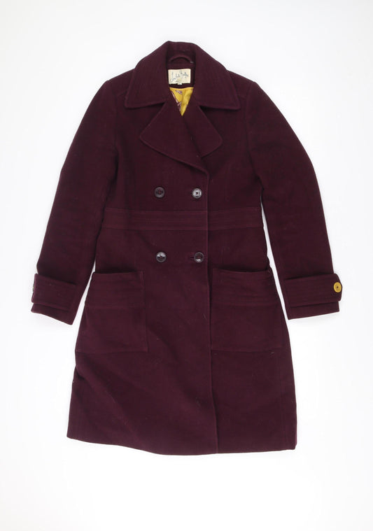 Joules Women’s Purple Wool Blend Pea Coat Size 12 Mid-Length