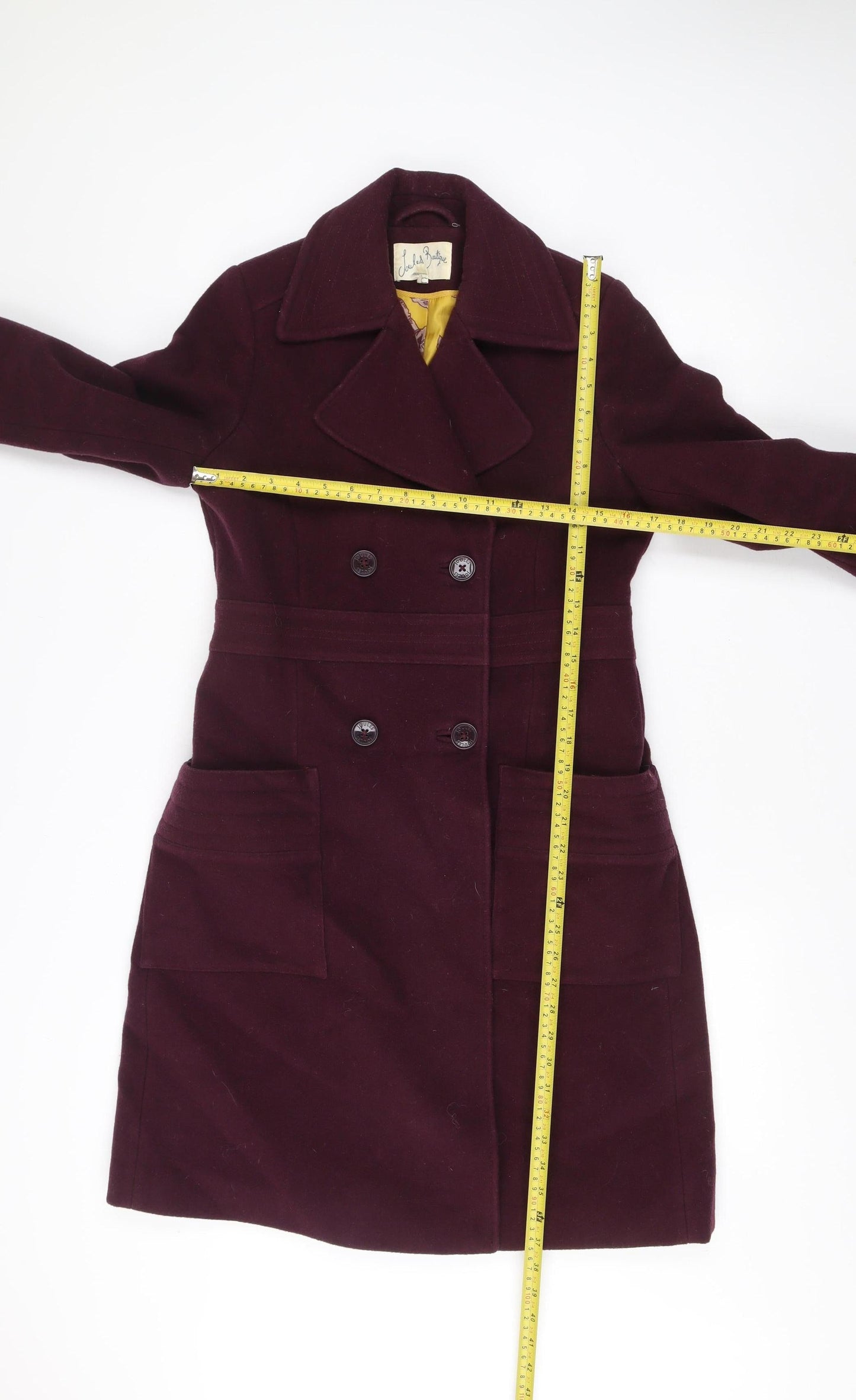 Joules Women’s Purple Wool Blend Pea Coat Size 12 Mid-Length