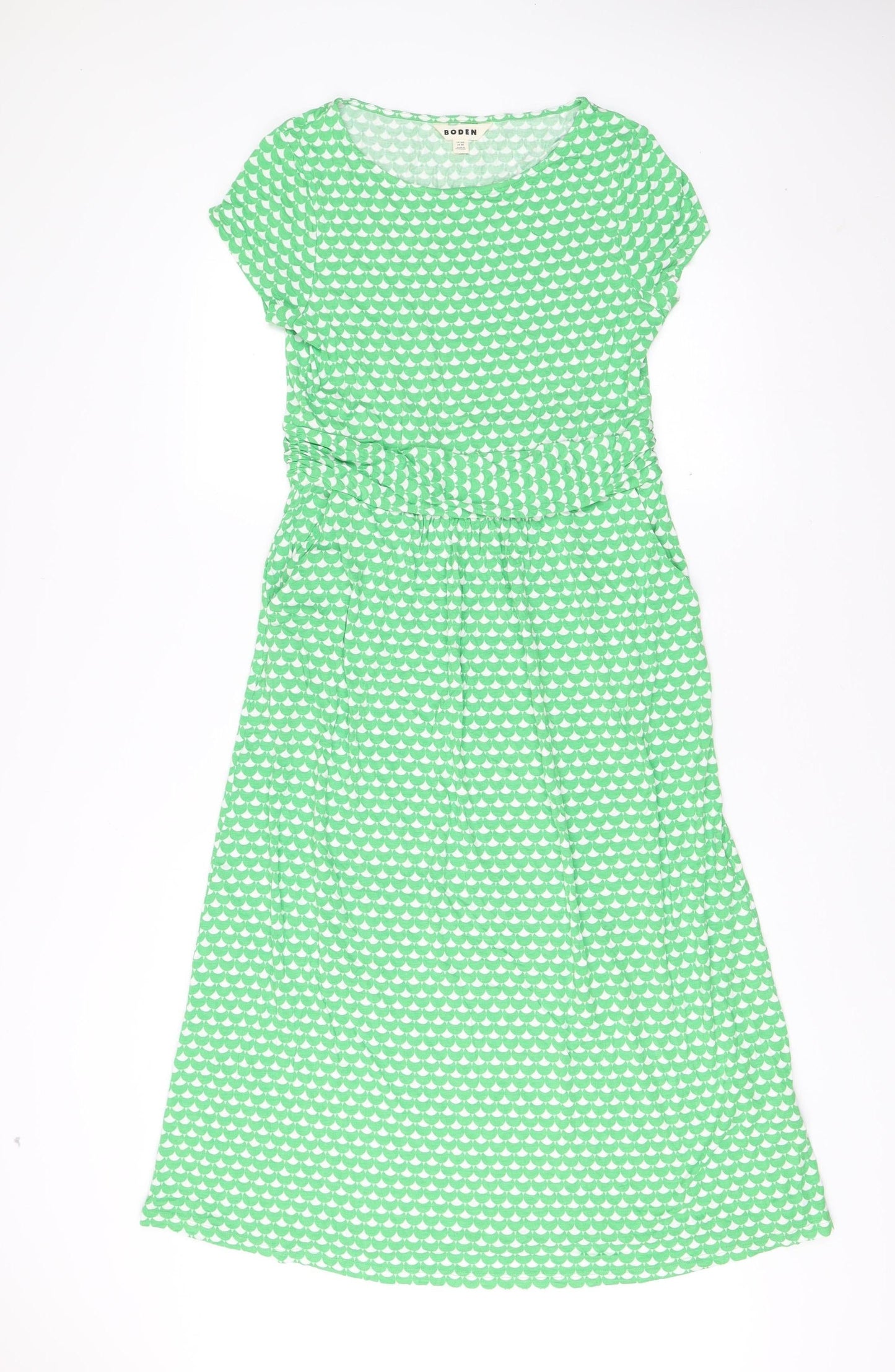 Boden Women Green Geometric Fit & Flare Jersey Dress Size 12
