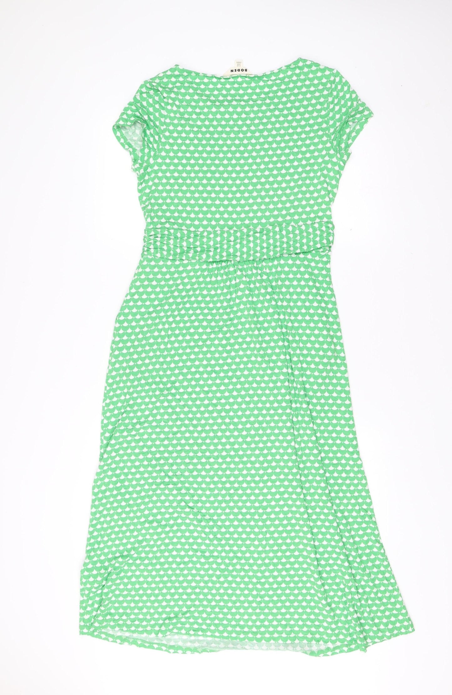 Boden Women Green Geometric Fit & Flare Jersey Dress Size 12