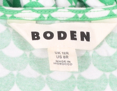 Boden Women Green Geometric Fit & Flare Jersey Dress Size 12