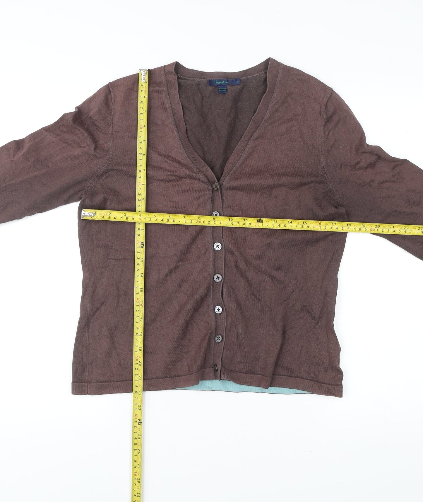 Boden Women's Brown V-Neck Cardigan Size 18 Cotton Blend