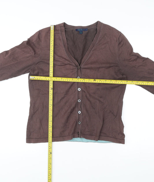 Boden Women's Brown V-Neck Cardigan Size 18 Cotton Blend