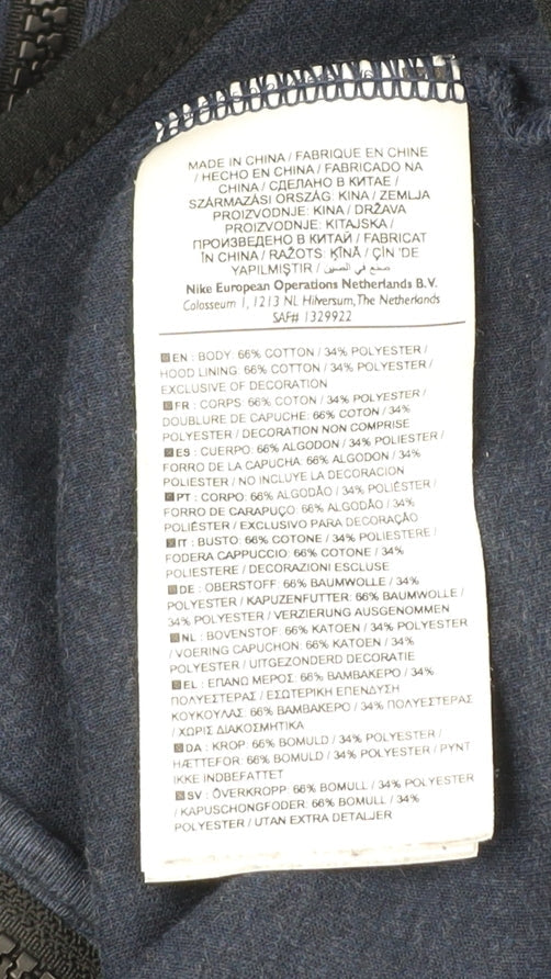 Nike Men’s Blue Full Zip Hoodie Size M Regular Fit Cotton Blend