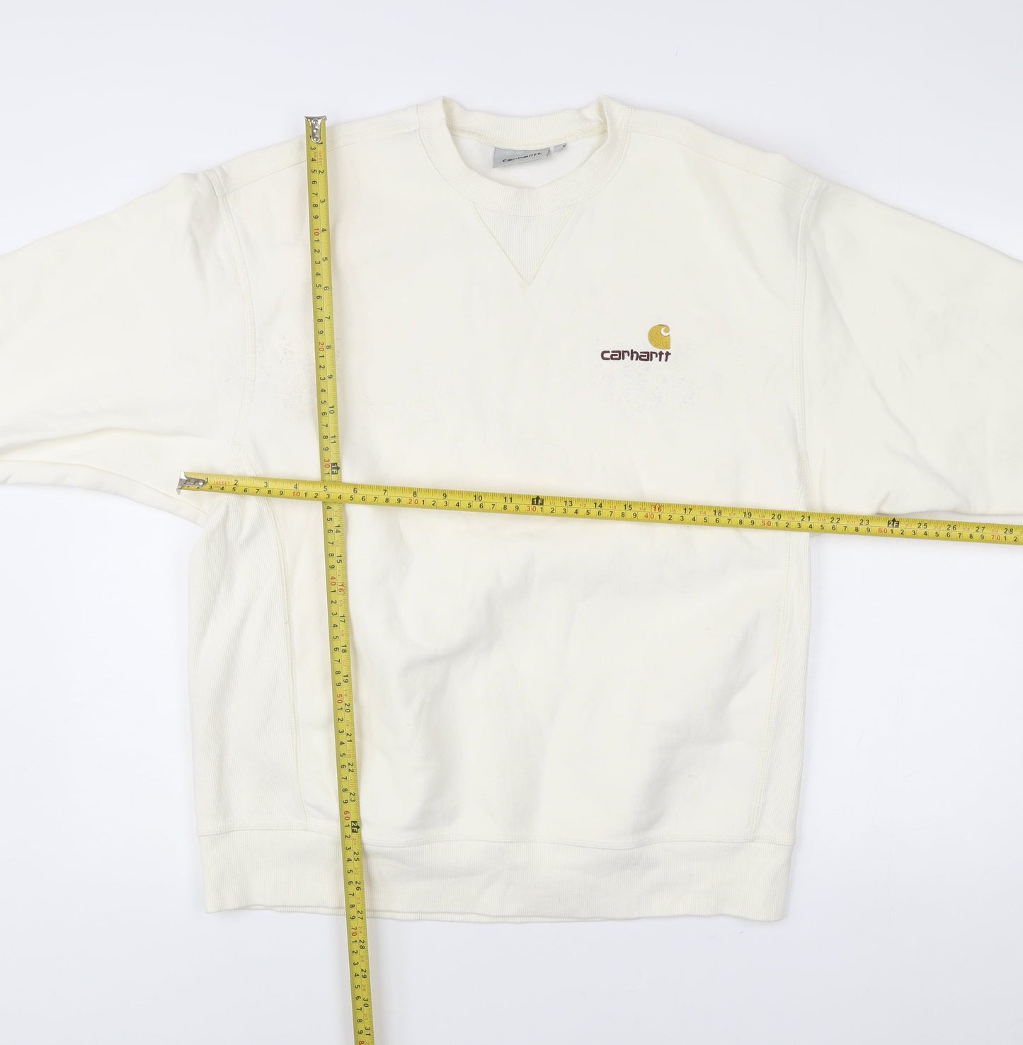 Carhartt Men's White L Pullover Sweatshirt Crew Neck Logo Cotton Blend