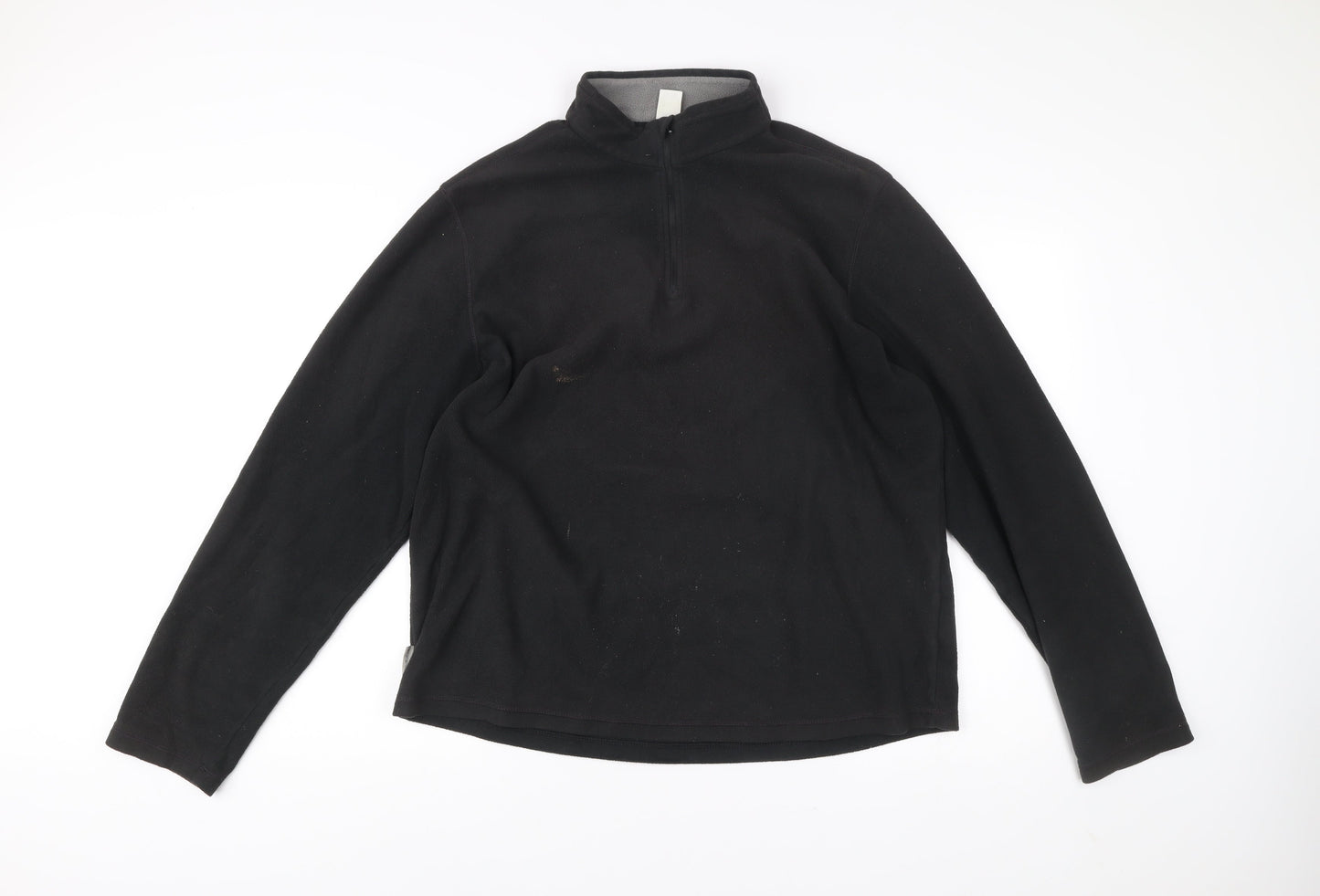 Decathlon Mens Black 2XL Pullover Fleece Sweatshirt Half Zip