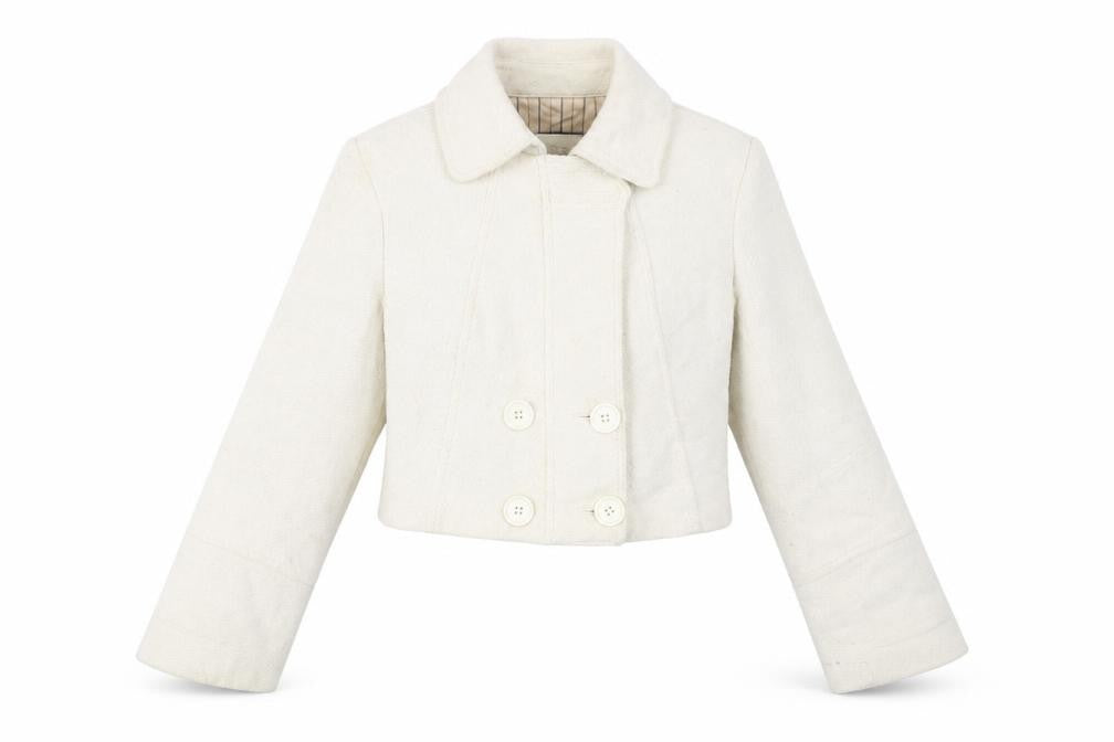 Duck and Cover Women's Ivory Cropped Wool Blend Jacket Size M