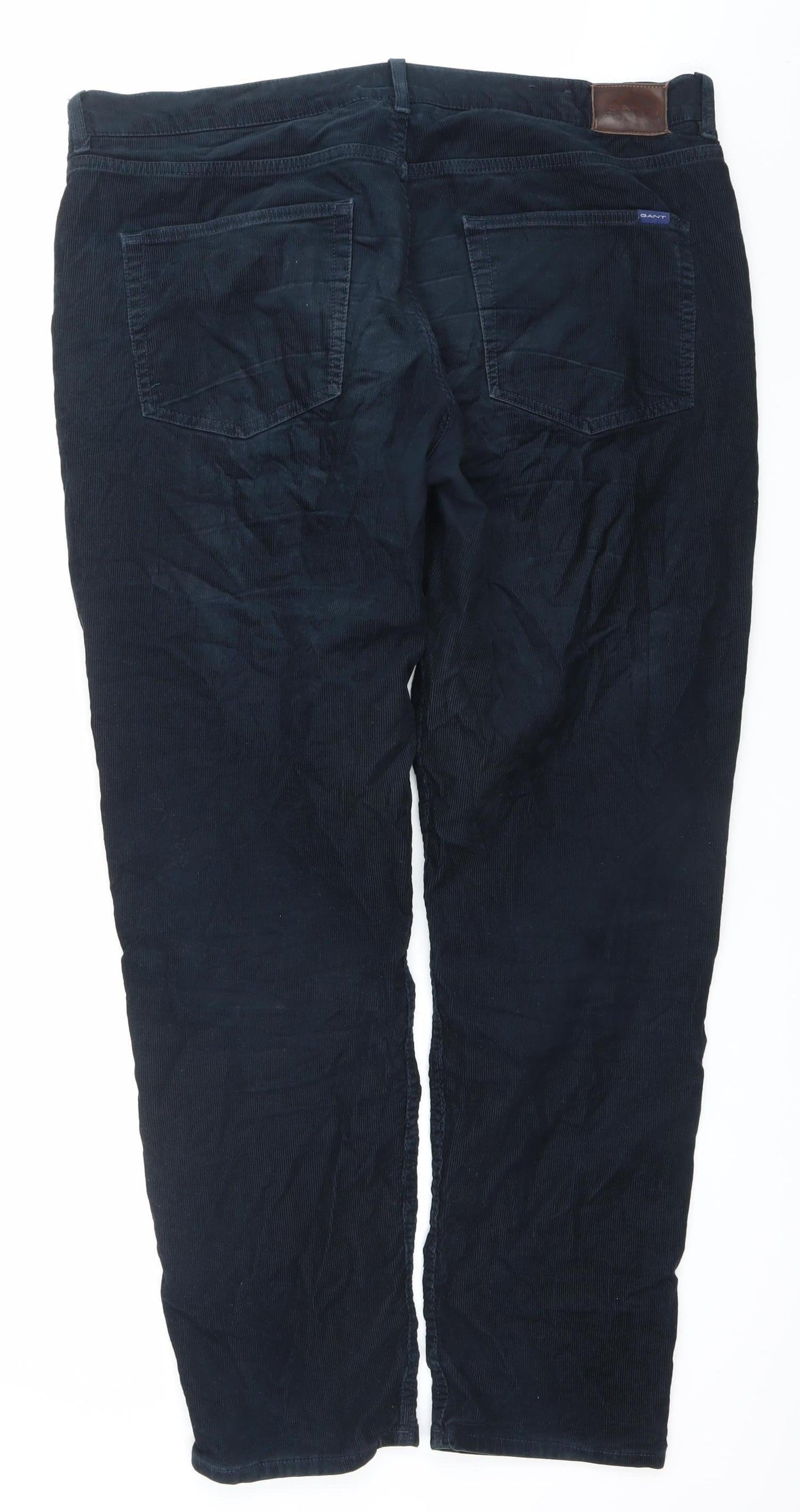 GANT Mens Blue Corduroy Hayes Slim Trousers W40 L32