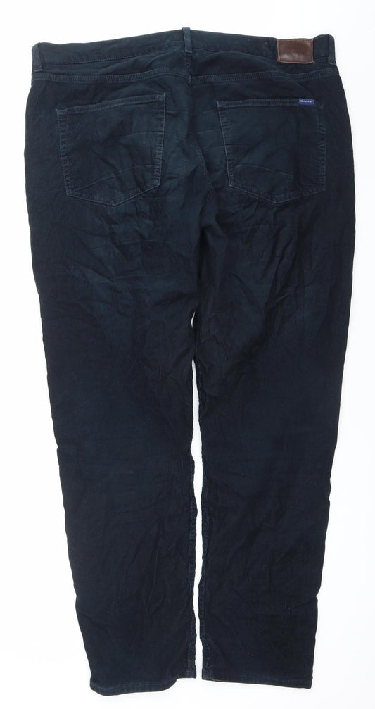 GANT Mens Blue Corduroy Hayes Slim Trousers W40 L32