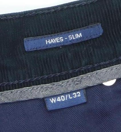 GANT Mens Blue Corduroy Hayes Slim Trousers W40 L32