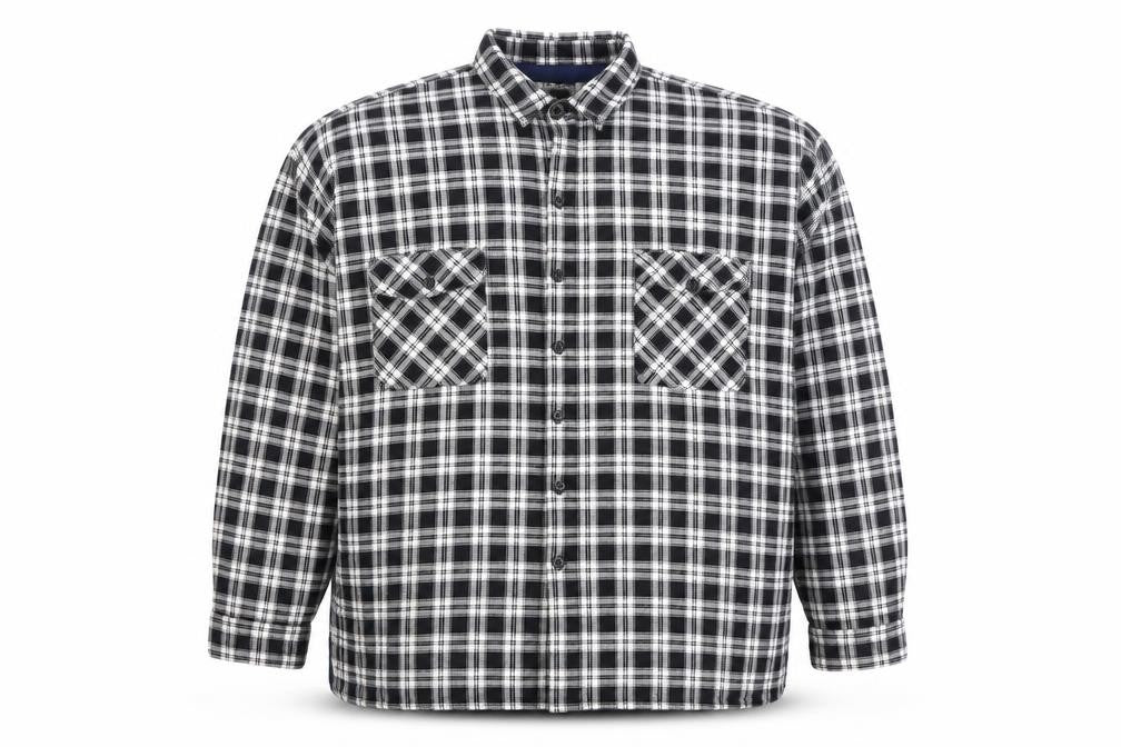 Essentials Men’s Blue Check Flannel Jacket 2XL Button Down Lined