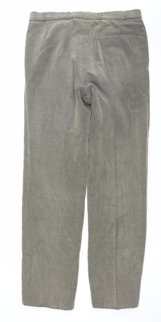 Trelana Men's Grey Corduroy Wool Blend Straight Leg Trousers S