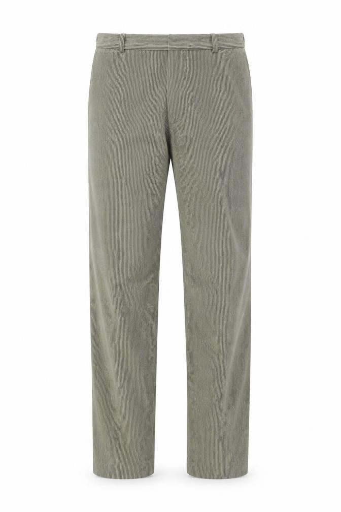 Trelana Men's Grey Corduroy Wool Blend Straight Leg Trousers S