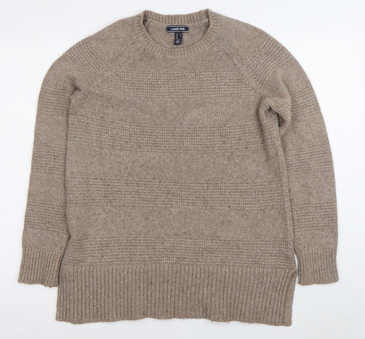 Lands' End Women's Beige M Pullover Jumper Crew Neck Knit