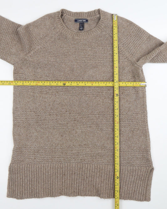 Lands' End Women's Beige M Pullover Jumper Crew Neck Knit