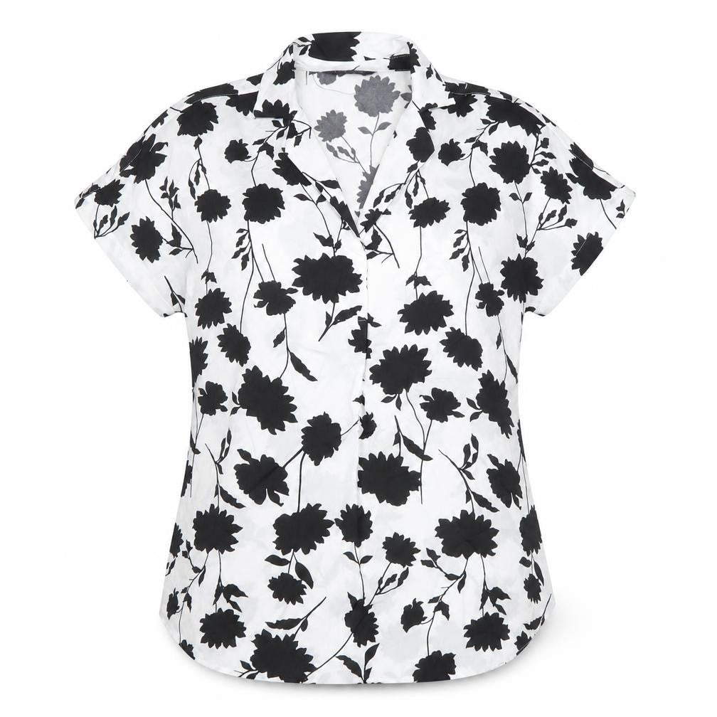Marks and Spencer Women's Black White Floral Button-Up Shirt S