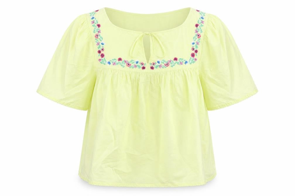 Marks and Spencer Womens Yellow Embroidered Tunic Blouse Size 8