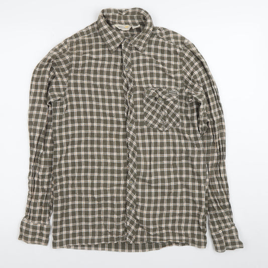 Regatta Mens Green Checked Cotton Button-Up Shirt Size S
