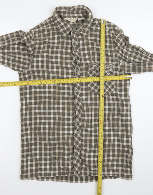 Regatta Mens Green Checked Cotton Button-Up Shirt Size S