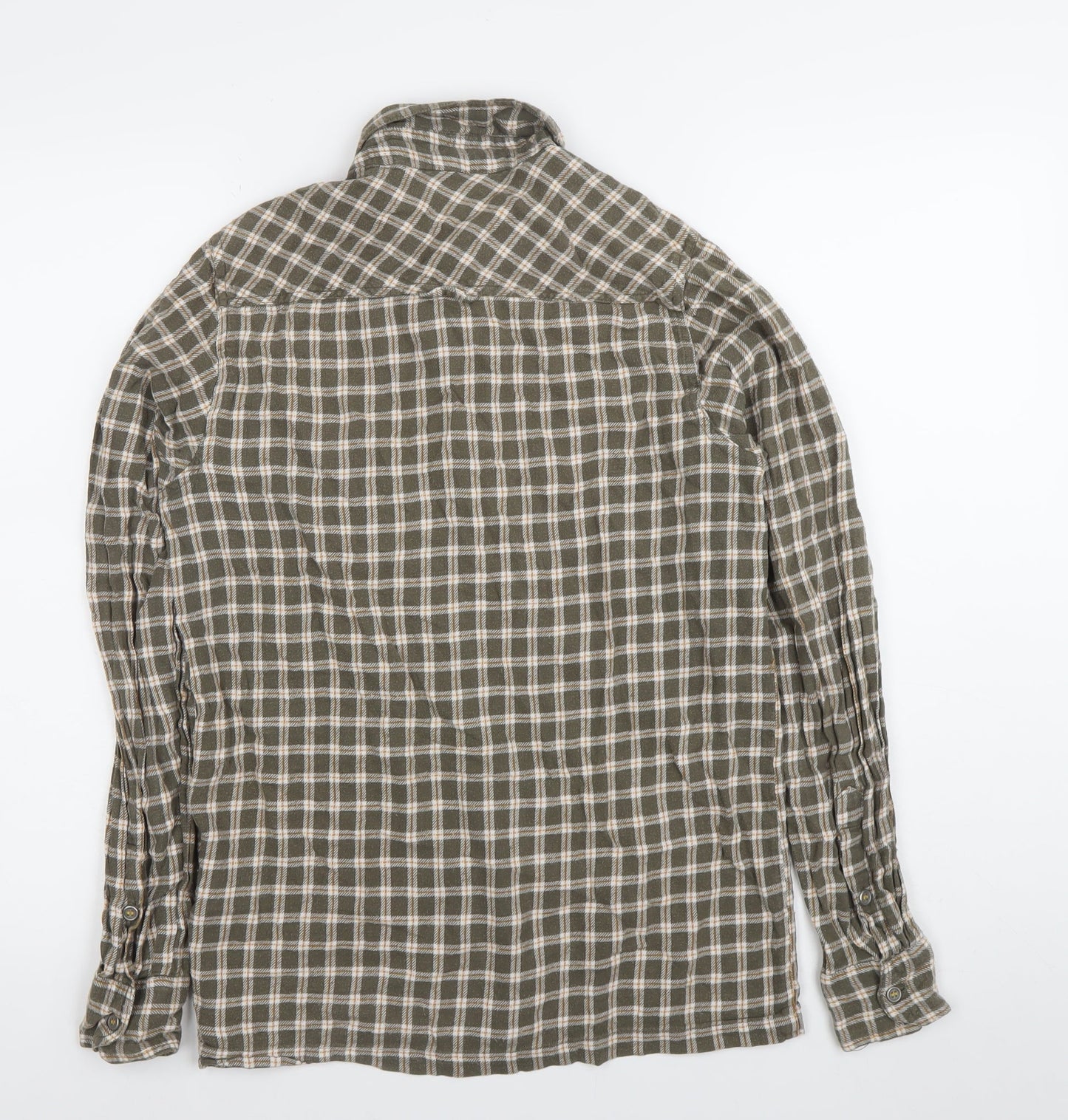 Regatta Mens Green Checked Cotton Button-Up Shirt Size S