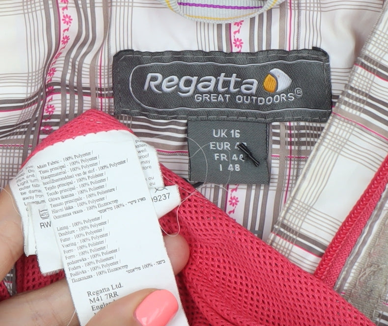 Regatta Womens Plaid Waterproof Rain Coat Jacket UK 16 Multicoloured